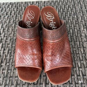 Brighton Brown Leather Mules Slip-On Comfort